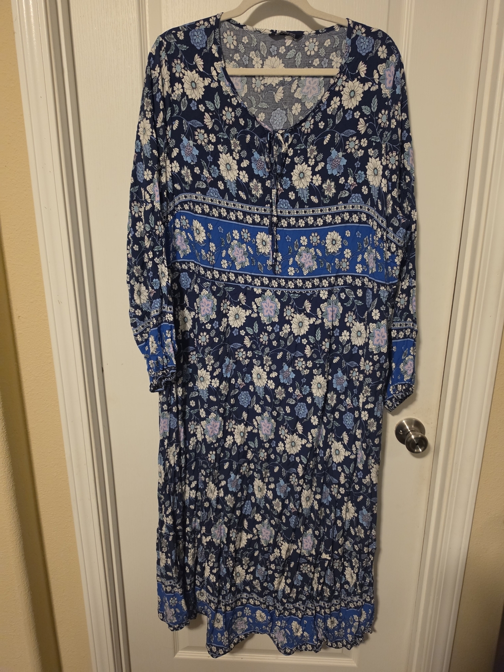 BloomChic Navy and Blue Floral Tiered Maxi Dress